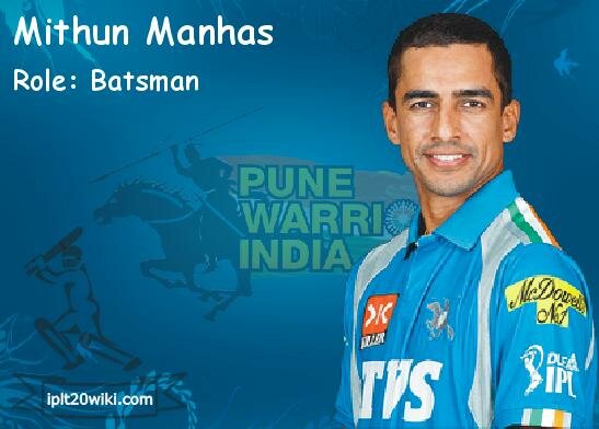 Mithun Manhas - Pune Warriors India IPL 2013 Player